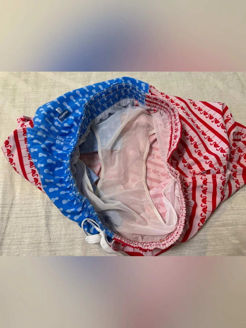 Chubbies Men’s Medium Fruited Plains Flamingo Swim Trunks American Patriotic